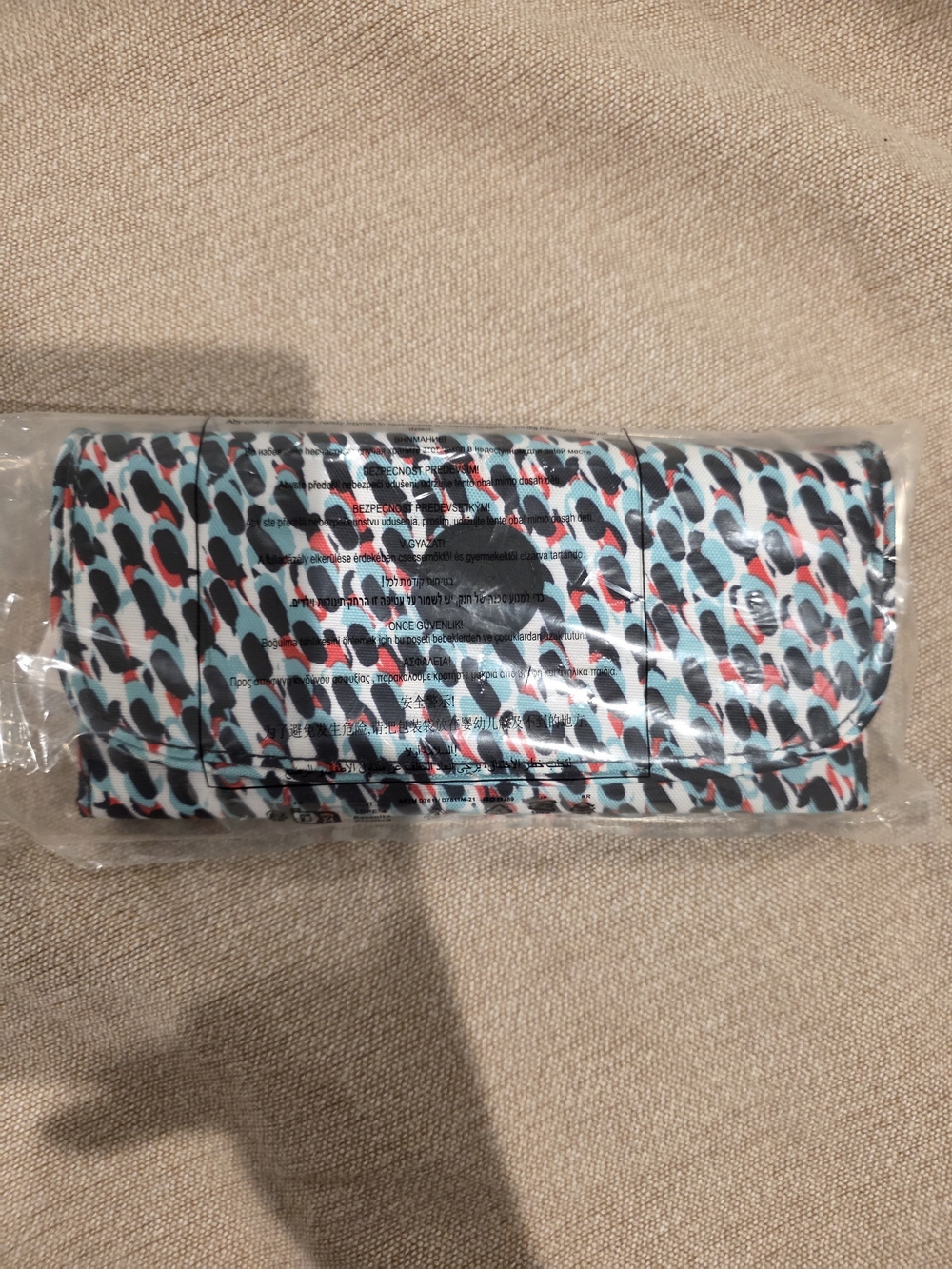 Kipling Patterned Trifold Wallet in Light Blue, Black & Red